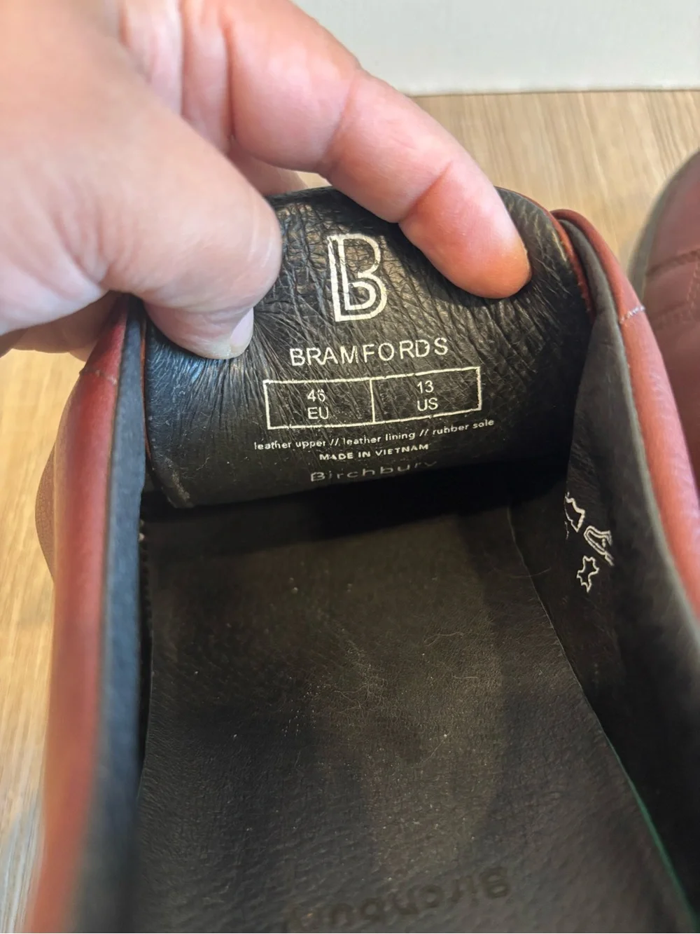 Birchbury Bramfords Mens Pebbled Leather Low Top Sneakers 13 US 46 EU Minimalist